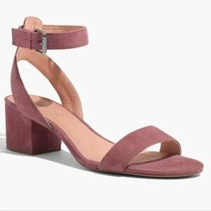Madewell Alice Sandal Pink Suede Size 7.5 Block Heel Wrap Ankle